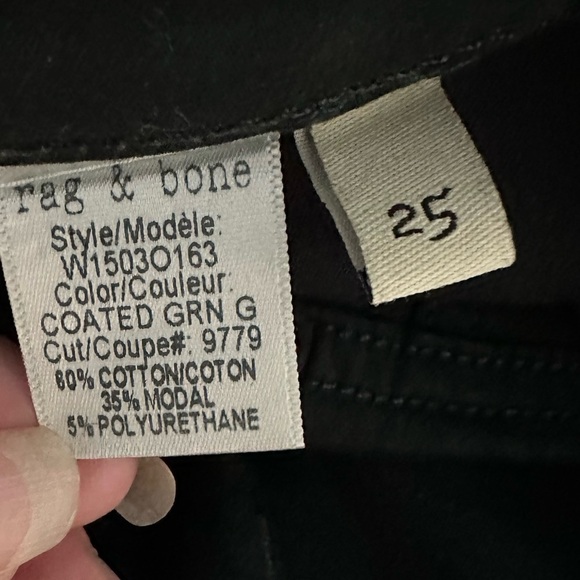 Rag & Bone Legging Faux Front Pockets  Black w/ Greenish Hue Size 25 - Picture 10 of 11